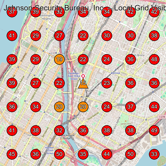 Johnson Security Bureau, Inc. GeoGrid visibility map for Servicio De Guardias De Seguridad in Bronx
